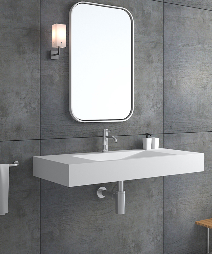 Lavabo rettangolare sospeso Bianco opaco - Kivu