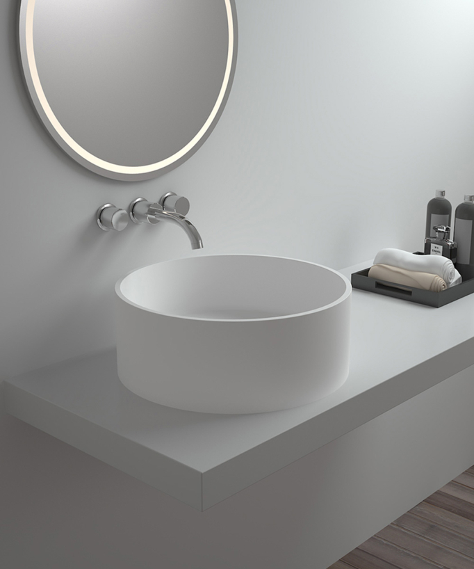 Lavabo a colonna tondo Blanc mat - Makoua