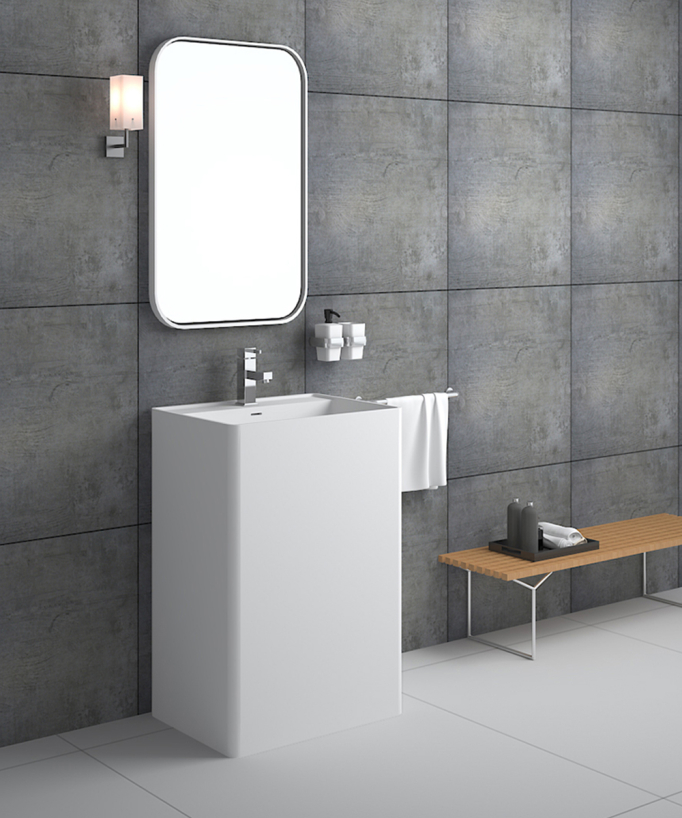 Lavabo rettangolare a totem, free-standing Bianco opaco - Diosso