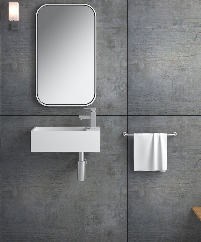 Lavabo rettangolare sospeso Bianco opaco - Gemena