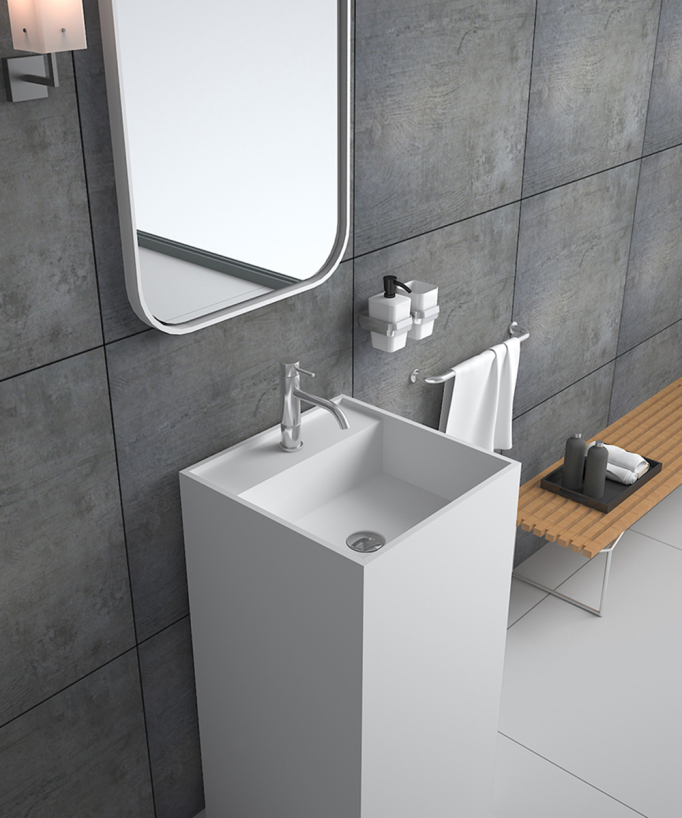 Lavabo a colonna quadrato Bianco opaco - Okoyo