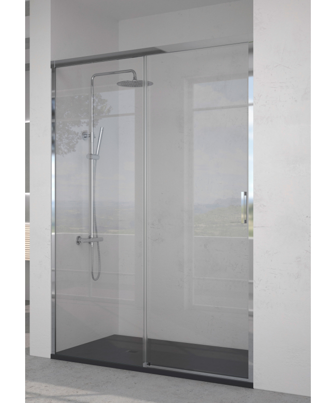 Paroi de douche fixe et porte coulissante Chromé, Série Q
