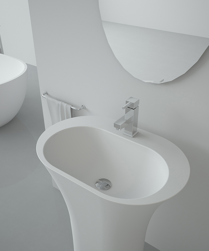 Lavabo totem ovale bianco opaco - Madingo