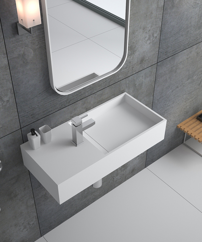 Lavabo rettangolare sospeso Bianco opaco - Kasaï