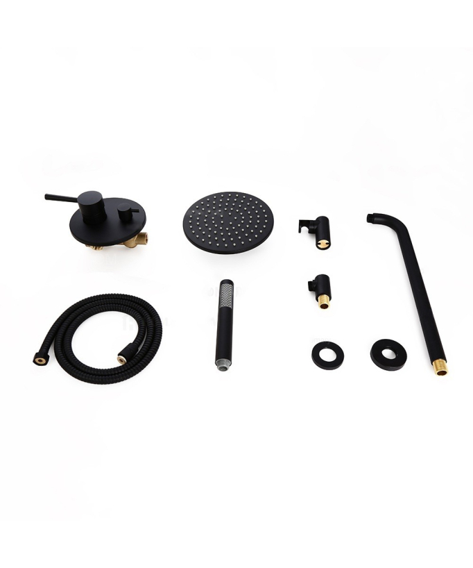 Moderno set doccia a parete in ottone massiccio nero