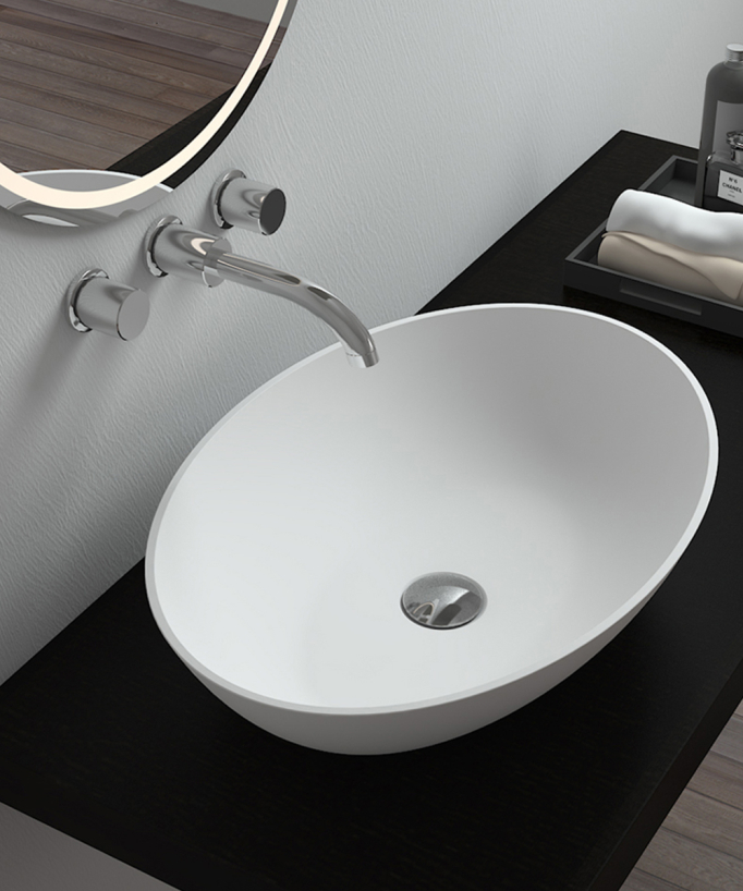 Lavabo ovale freestanding Blanc mat - Dolisie