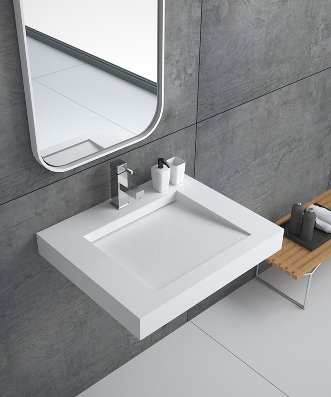 Lavabo rettangolare sospeso Bianco opaco - Kwilu