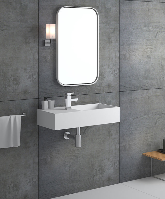 Lavabo rettangolare sospeso Bianco opaco - Kasaï