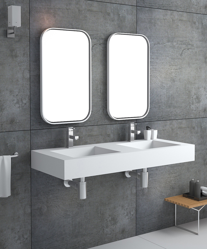 Lavabo rettangolare sospeso Bianco opaco - Maniema