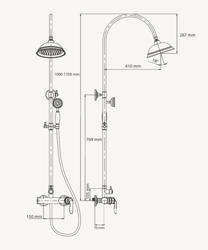 Colonna doccia freestanding oro - Erbe