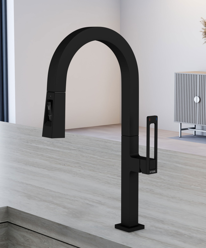 Miscelatore monocomando moderno per lavello con doccetta