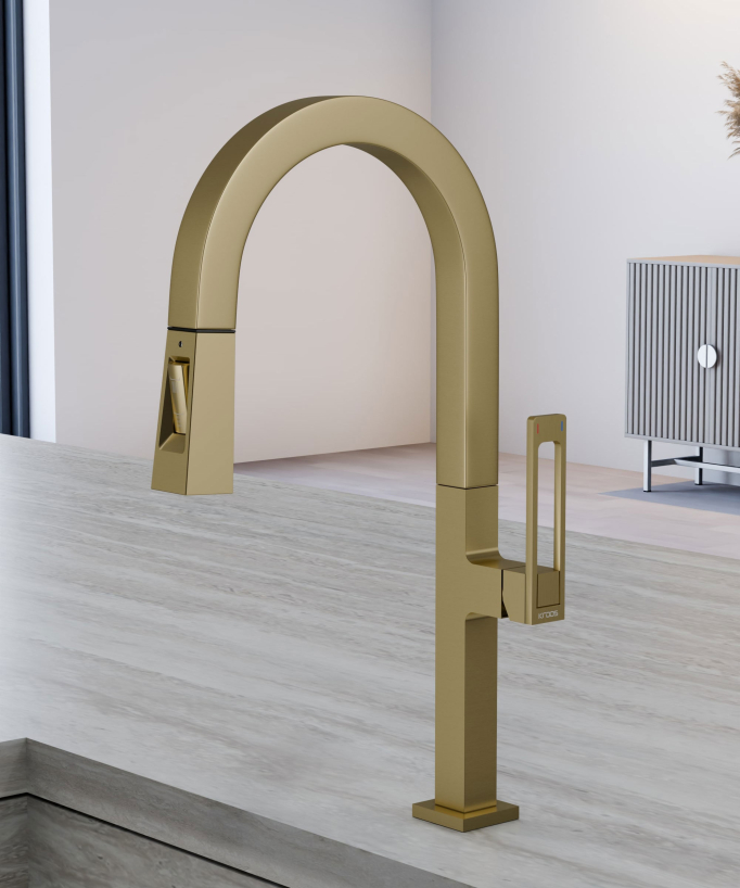 Miscelatore monocomando moderno per lavello con doccetta