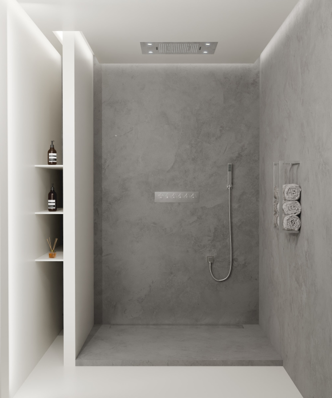 Gruppo doccia termostatico con soffione a LED 800x600 mm