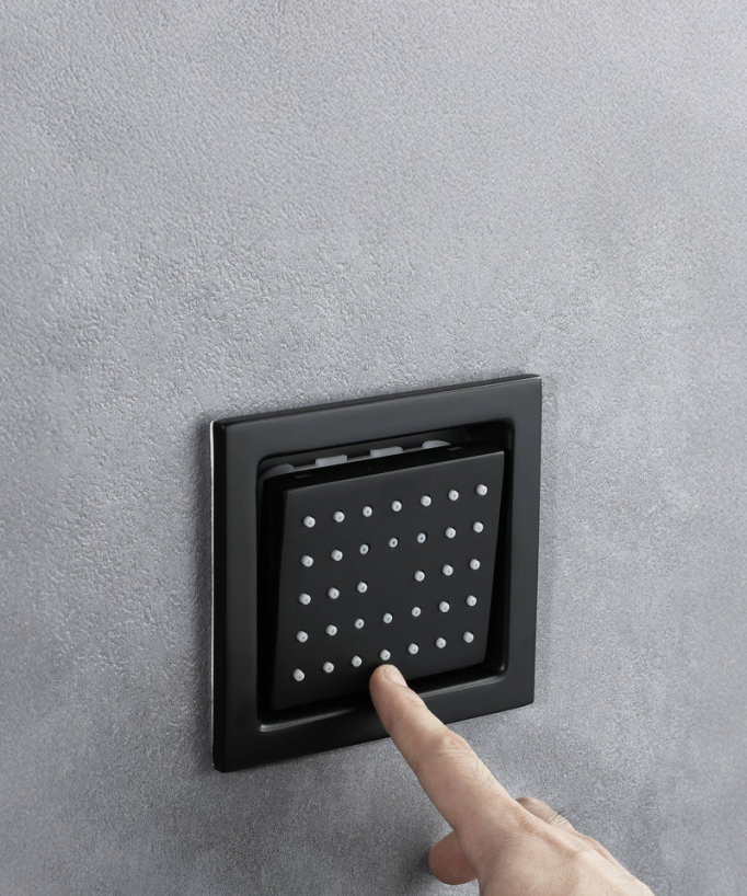 Sistema doccia termostatico a soffitto con getti nascosti 500 mm - Nero