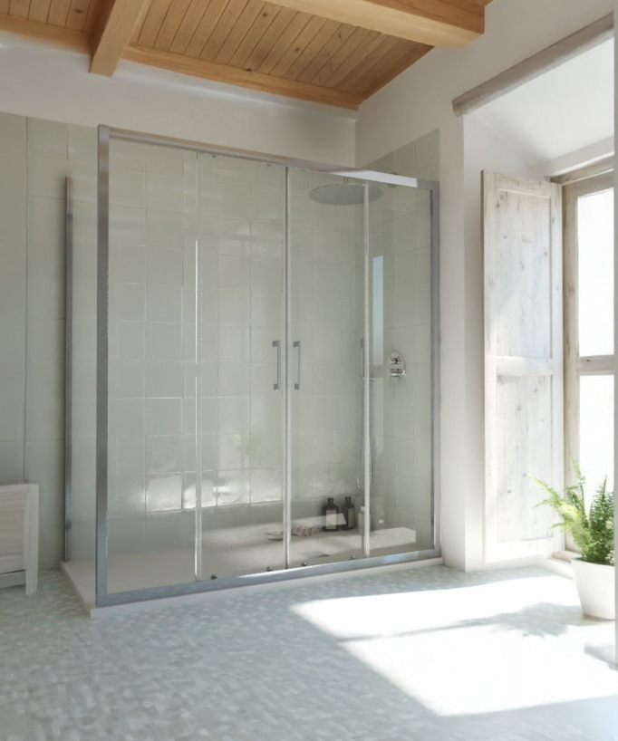 Paroi de douche avec 2 fixes et 2 portes coulissantes