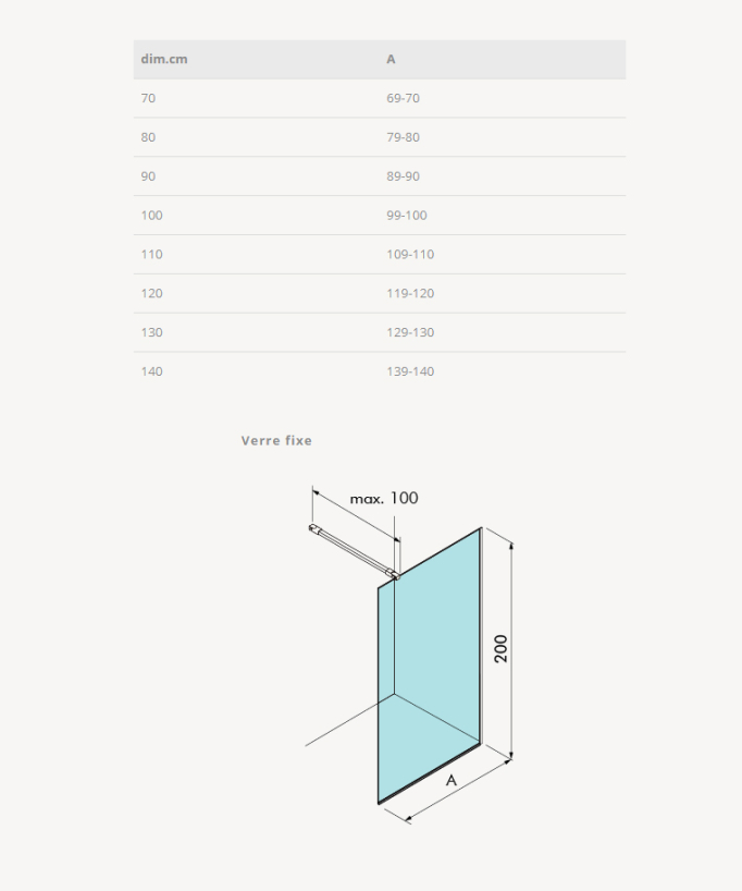 Paroi de douche fixe Single sérigraphié