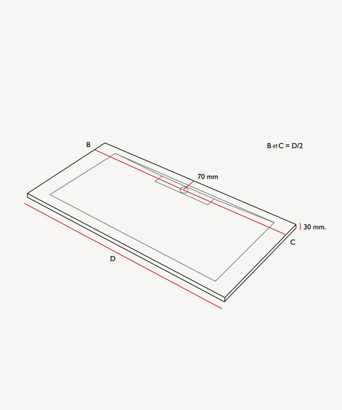 Piatto doccia Bianco, Lisse Stone SIDE, griglia colorata