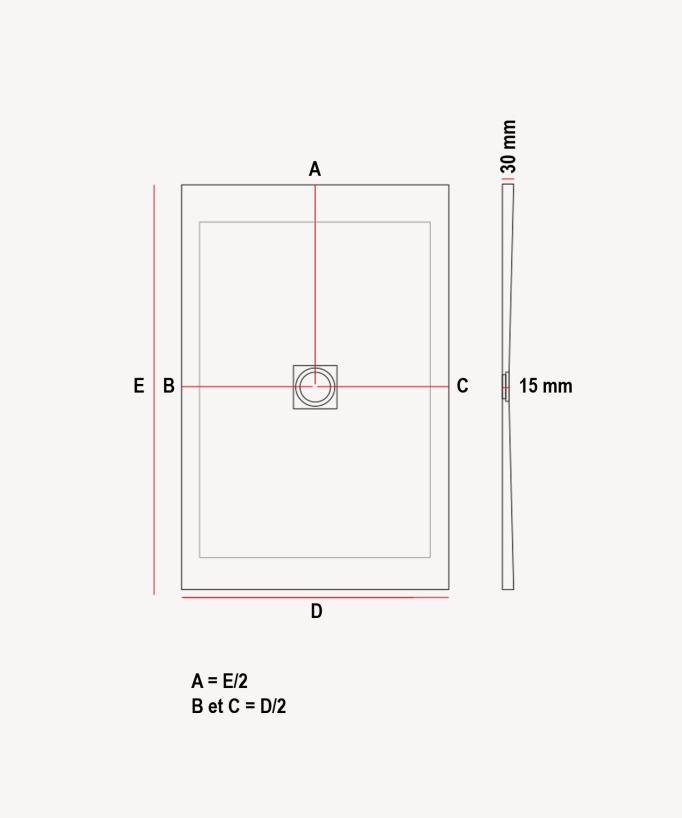 Receveur de douche Crème, finition ardoise Stone SORTY, grille de couleur