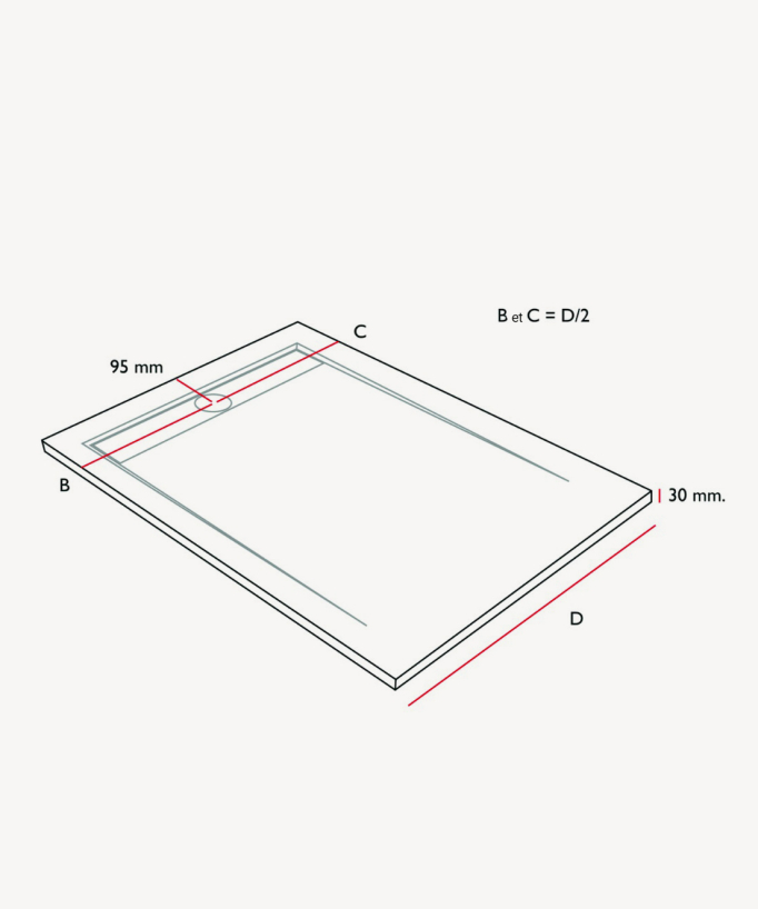 Piatto doccia Bianco, finitura Liscia Stone SMART, griglia colorata