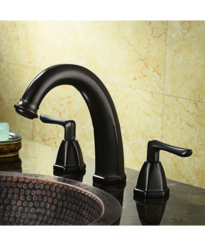 Rubinetto per lavabo in stile vintage in ottone massiccio nero antico