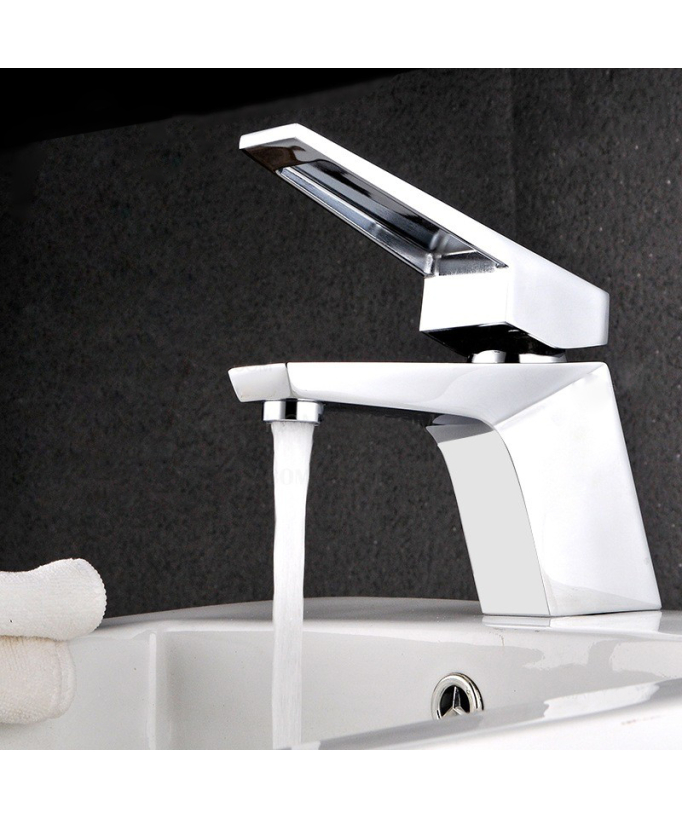 Robinet lavabo mitigeur contemporain en laiton solide 
