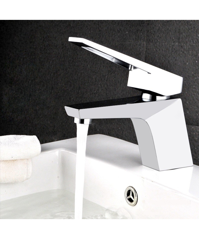 Robinet lavabo mitigeur contemporain en laiton solide 