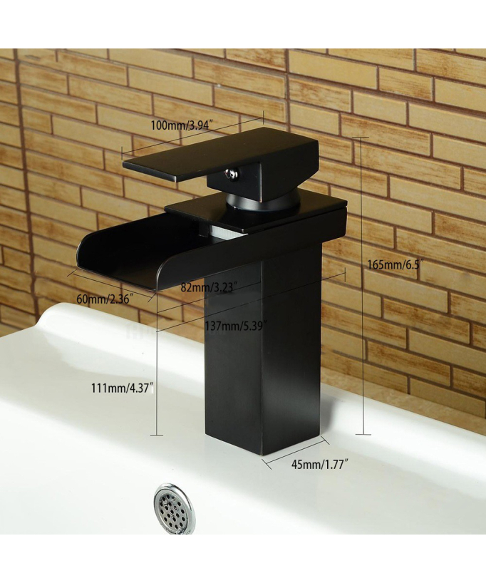 Rubinetto monocomando moderno per lavabo in ottone massiccio e nero massiccio