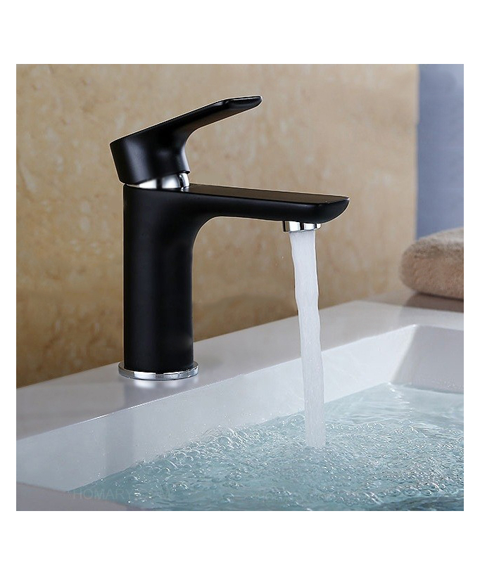 Sofisticato rubinetto monocomando per lavabo in nero