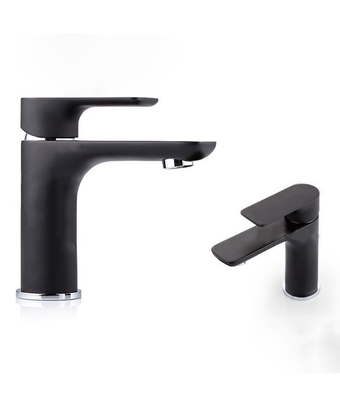 Sofisticato rubinetto monocomando per lavabo in nero