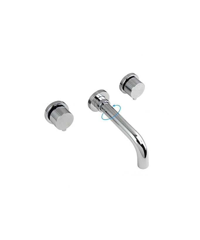 Rubinetto per lavabo a parete moderno in ottone massiccio e cromo lucido