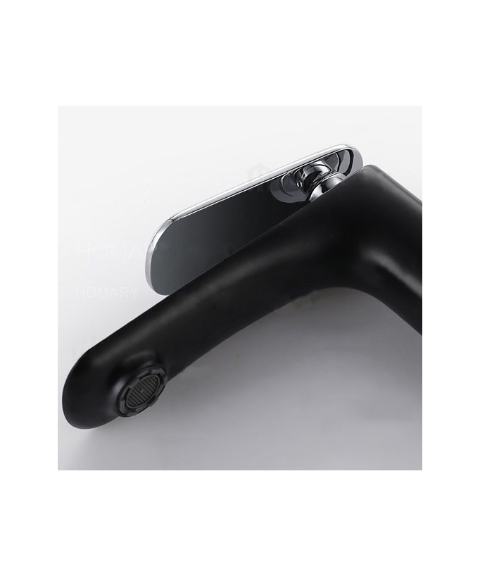 Miscelatore lavabo contemporaneo nero con leva cromata