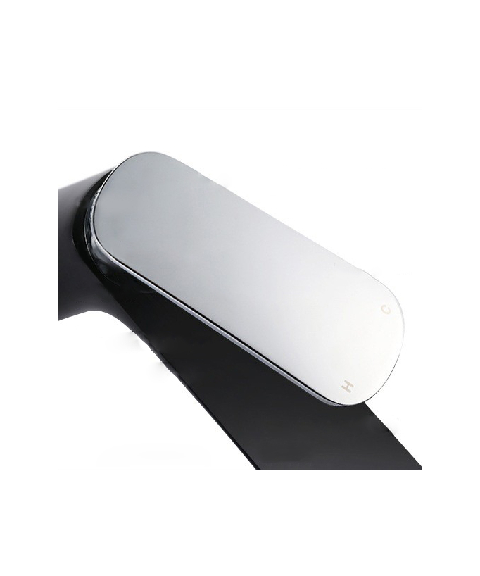 Miscelatore lavabo contemporaneo nero con leva cromata