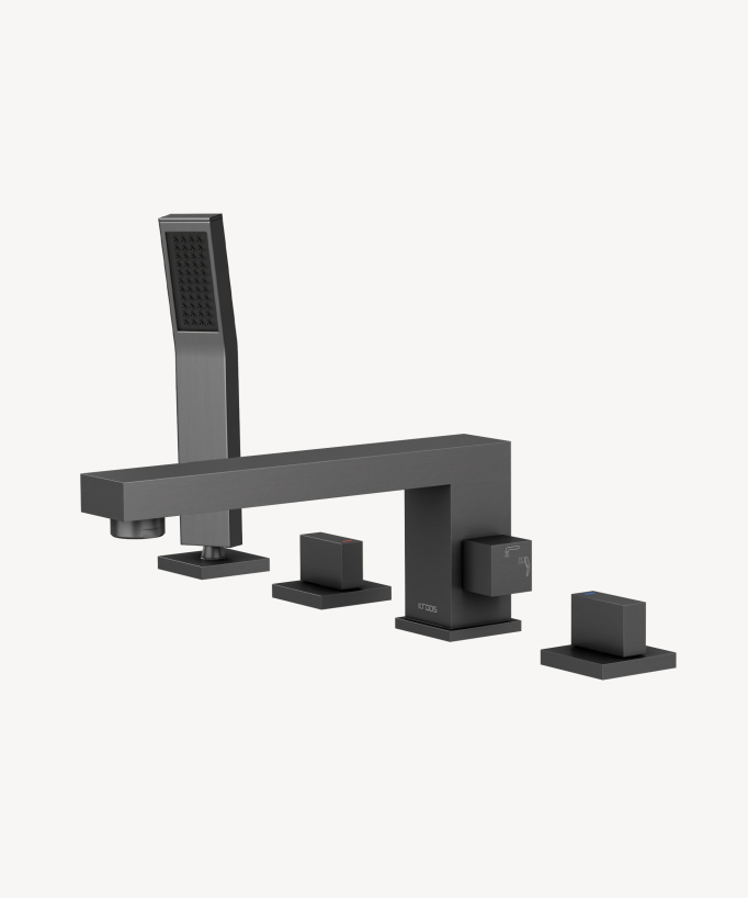 Rubinetto miscelatore vasca-doccia 4 fori da appoggio gunmetal - Sirius - small