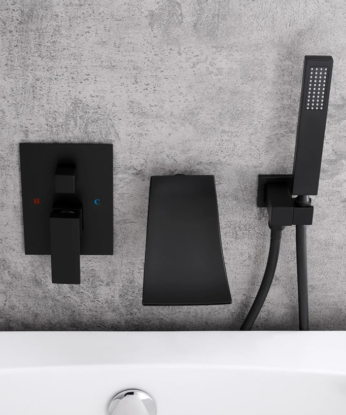 Rubinetto miscelatore per vasca-doccia da incasso Nero - Matera