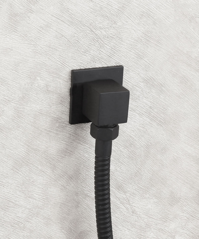 Soffione a soffitto e doccetta scorrevole in nero 250 mm