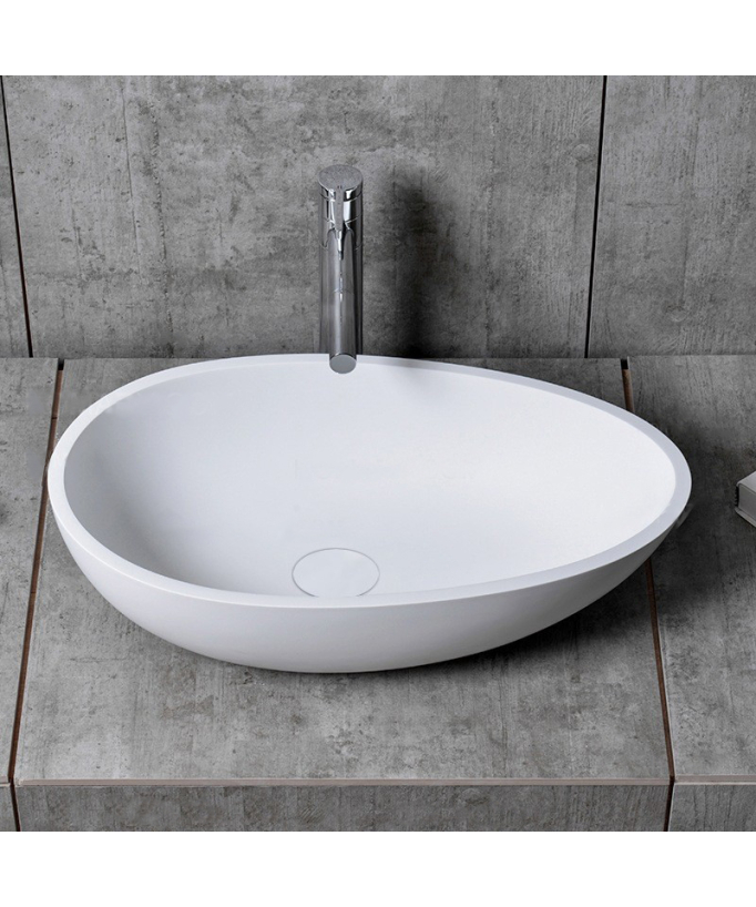 Vasque ovale moderne en résine Blanc brillant