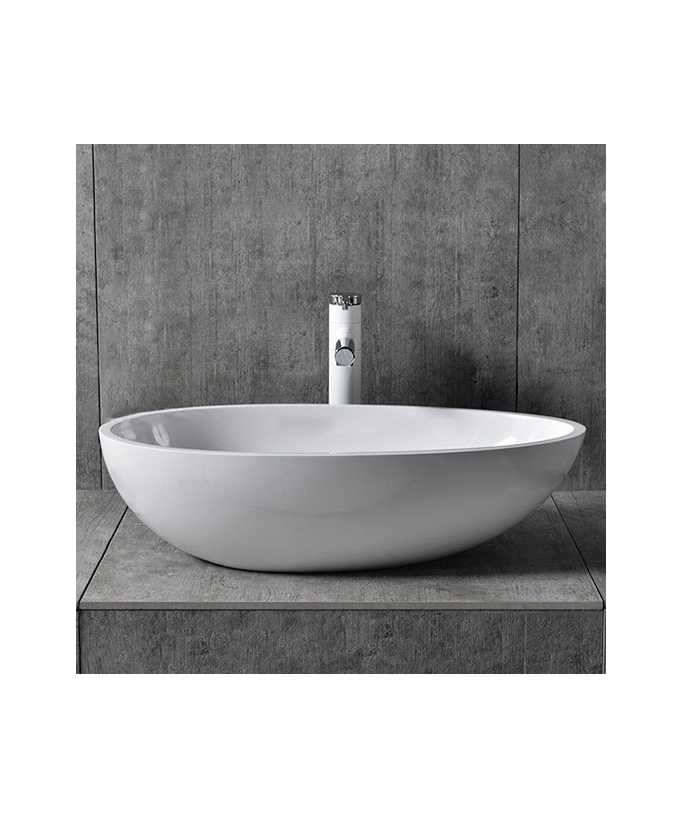 Vasque ovale moderne en résine Blanc brillant
